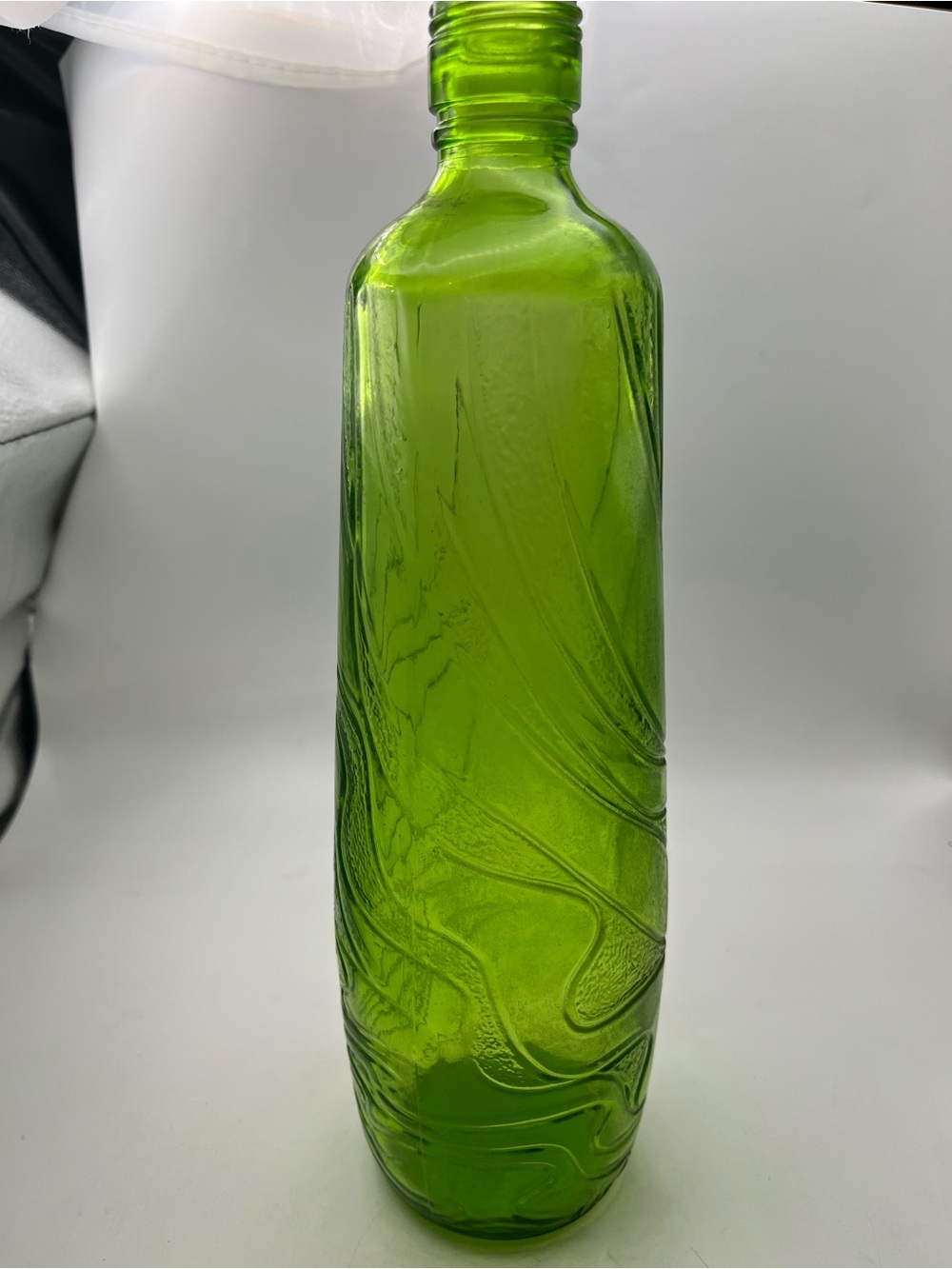 Vintage Gallo Green Swirl Glass Bottle Vase - Elegant Home Accent